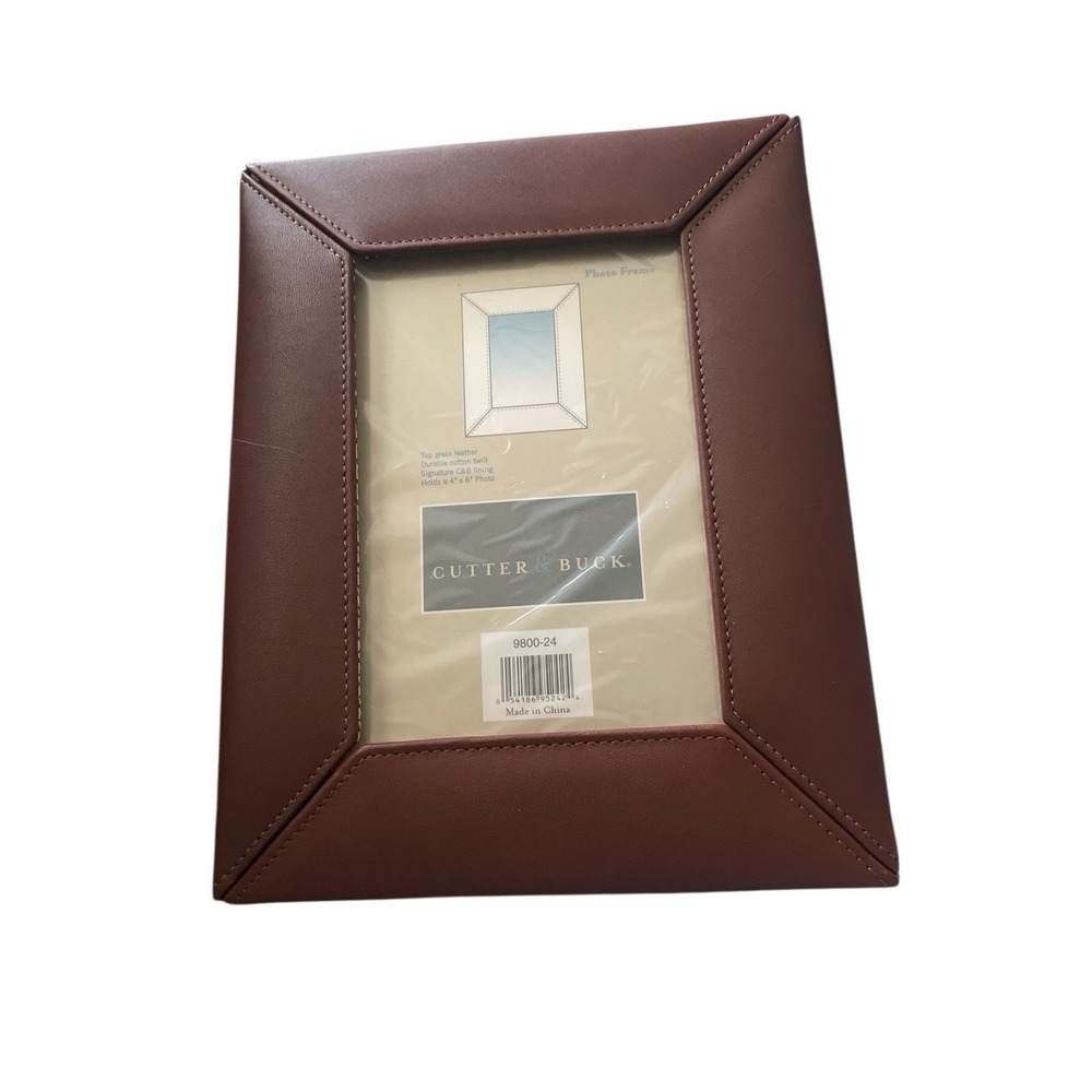 Cutter & Buck Brown‎ Leather Snap Photo Frame 9.5x7.5 Outside And Holds 4x6